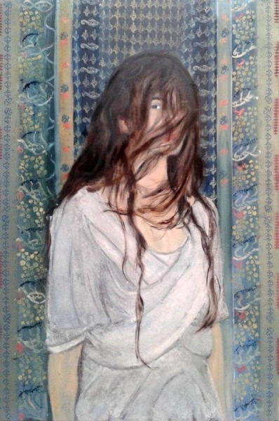Christa Mayrhofer, "Mädchen",  Öl auf Leinwand, verkauft