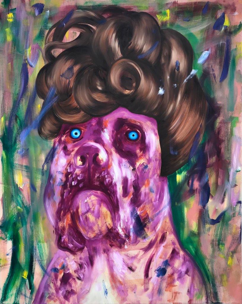 Ronald Kodritsch, "Bastard, viktorianisch pink", Öl auf Leinwand, 100 x 80 cm, 2019