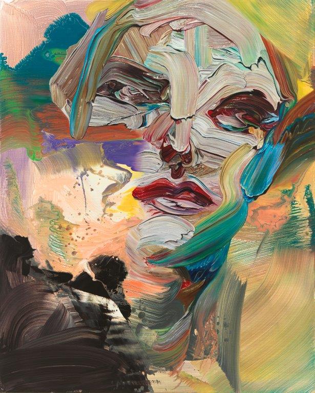 „Miss Impasto“, 150 x 120 cm, 2019, Öl und Mischtechnik auf Leinen