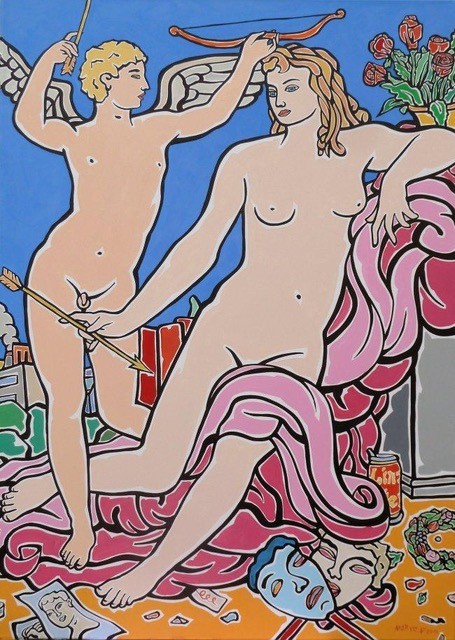 Moritz Götze, Venus & Amor (nach Bronzino), 2012, Öl auf Leinwand, 140x100 cm 