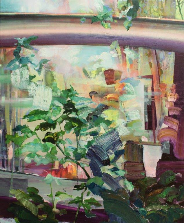 Yvette Gellis  "Sense Memory, Purple" Oil, acrylic, photo on canvas 134,7 x 112 cm 2016