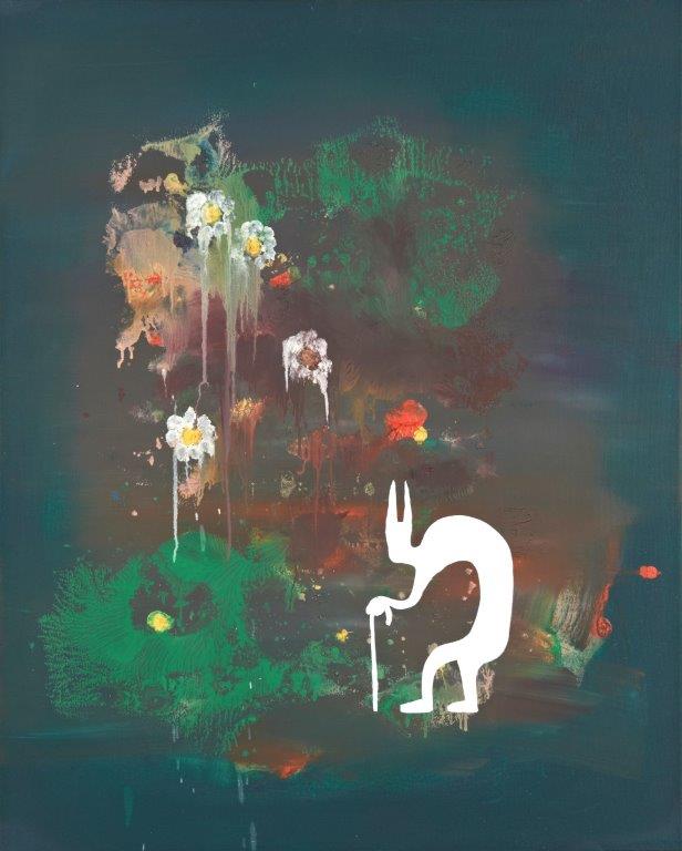 Ronald Kodritsch, "irgendwann, ja, die idee klingt jedenfalls verlockend", Öl auf Leinwand, 100 x 80 cm, 2019🔴