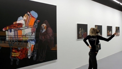Deborah Sengl, Ausstellungsansicht Brunnhofer Galerie