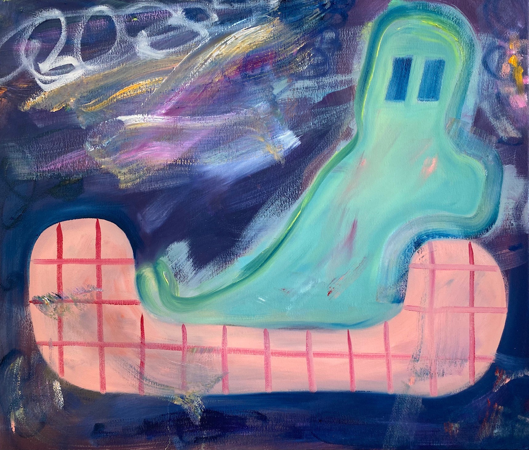 Ronald Kodritsch, Geist auf Couch, 2022, 60 x 70 cm