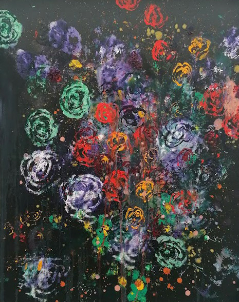 Ronald Kodritsch, "punky_flowers",Öl/Leinen, 100 x 80 cm_2021