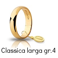 Fede Nuziale Unoaerre Classica Oro Giallo 4  grammi 4,3 mm fascia larga Referenza: 40 AFN6