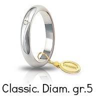 Fede Nuziale Unoaerre Classica grammi  5,0 Oro Bianco con diamante 50 AFN 1/001