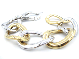 Bracciale catena grande in oro giallo e bianco 18 kt 