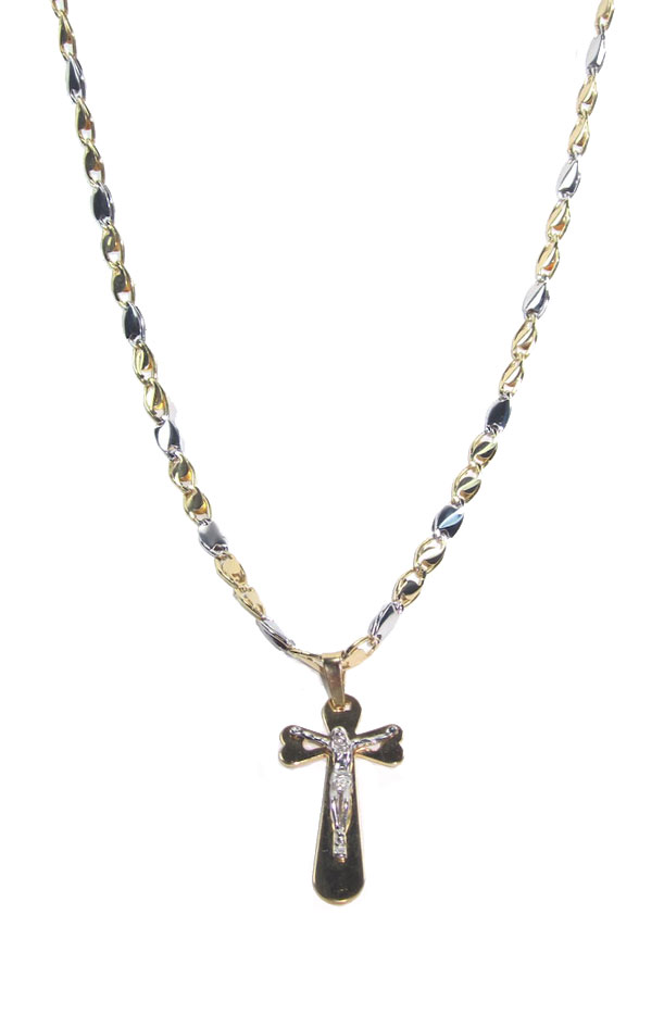 Collana con Crocifisso in Oro Giallo e Bianco 18 kt Codice