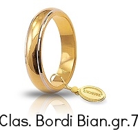 Fedi Nuziali Unoaerre Classica bordi rodiati gr 7,0 Oro giallo e bianco 4,5 mm 70 AFN 1/01