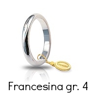 Fedi Nuziali Unoaerre Classica Oro Bianco 4 Grammi mm 3,0 Francesina Referenza: 40 AFN4B