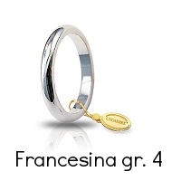 Fede  Nuziale Unoaerre Classica Oro Bianco 4 Grammi mm 3,0 Francesina Referenza: 40 AFN4B