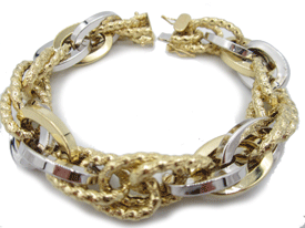 Bracciale Bicolore Maglie Ovali In Oro Giallo /Bianco 18Kt