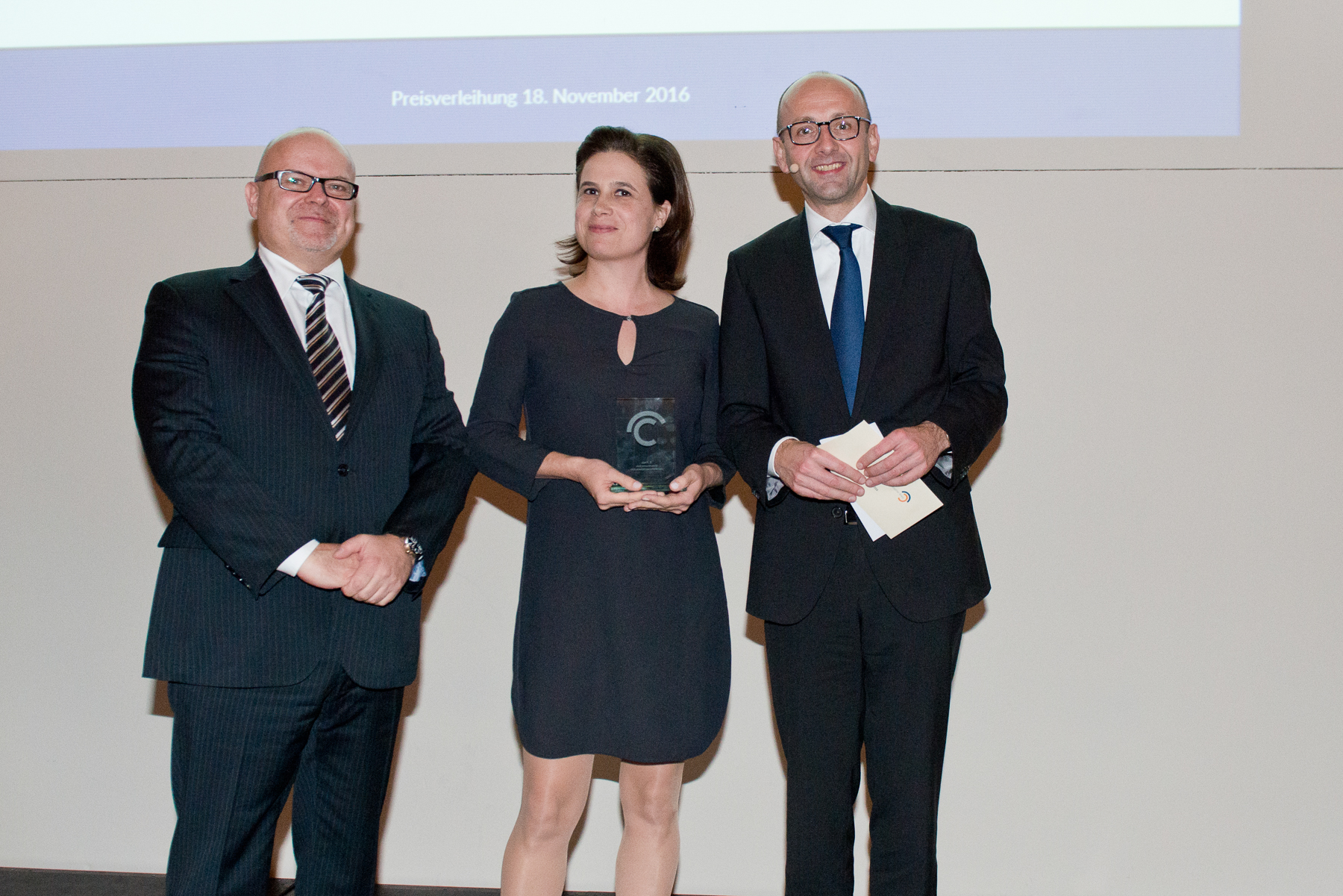 Dr Michael Jaffé, Christina Hiptmayr (3rd prize), Prof. Lucas F. Flöther