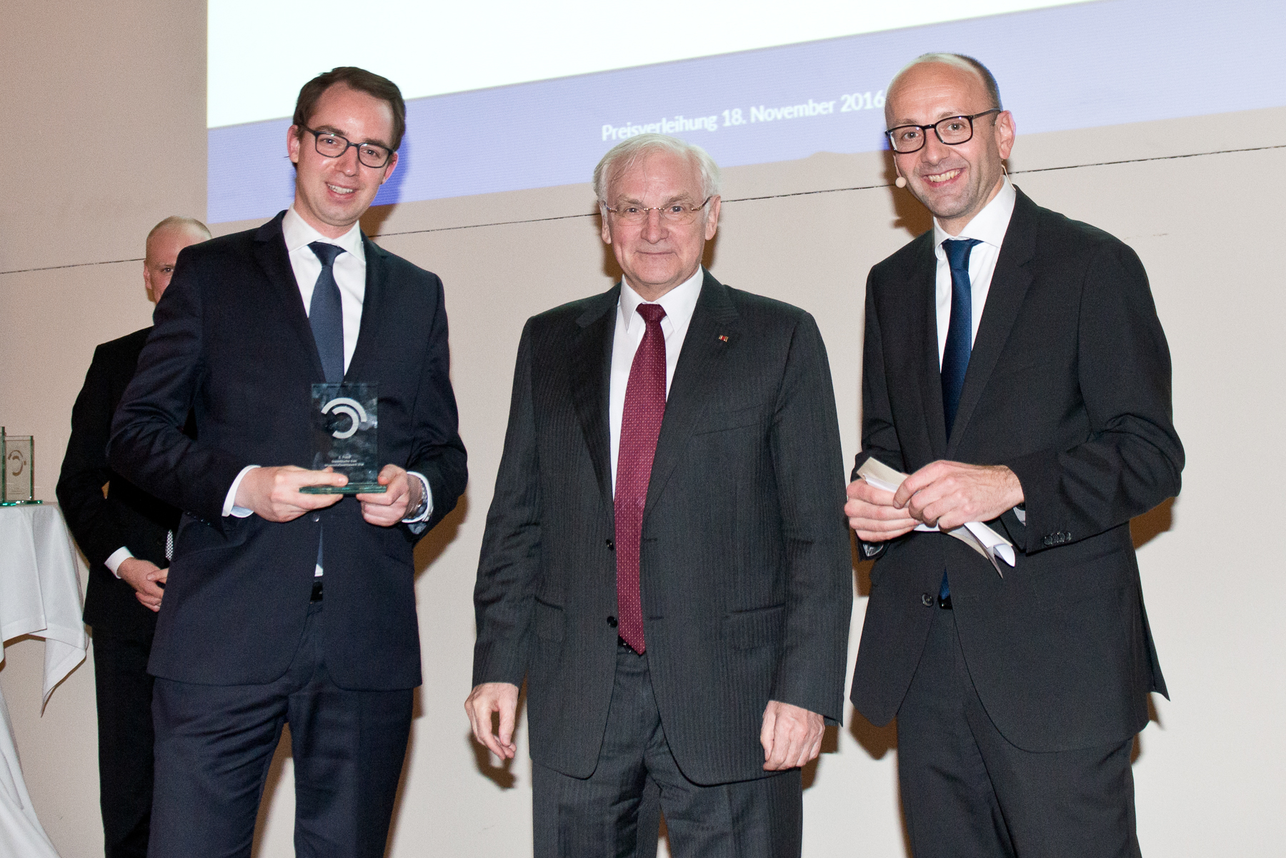 Dr Helge Pühl (3rd prize), Prof. Siegfried Beck, Prof. Lucas F. Flöther