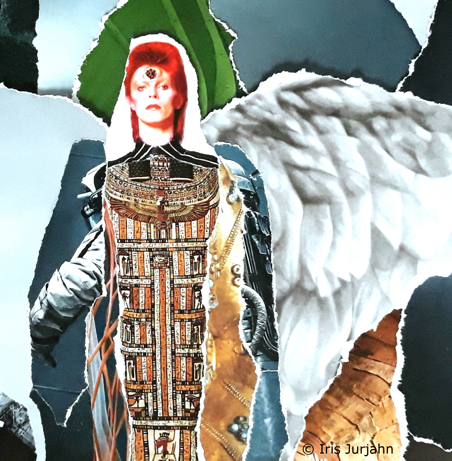 Bowie, Papiercollage, 32 x 42 cm  (inkl. Objektrahmen), 2019