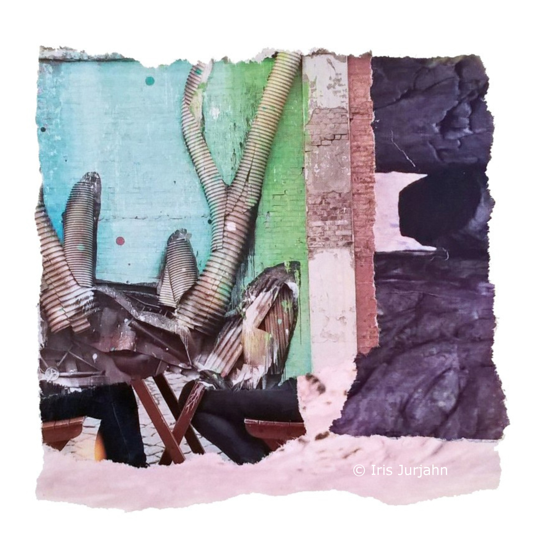 My deer, Papiercollage, 17,5 x 17,5 cm, 2017, sold / verkauft