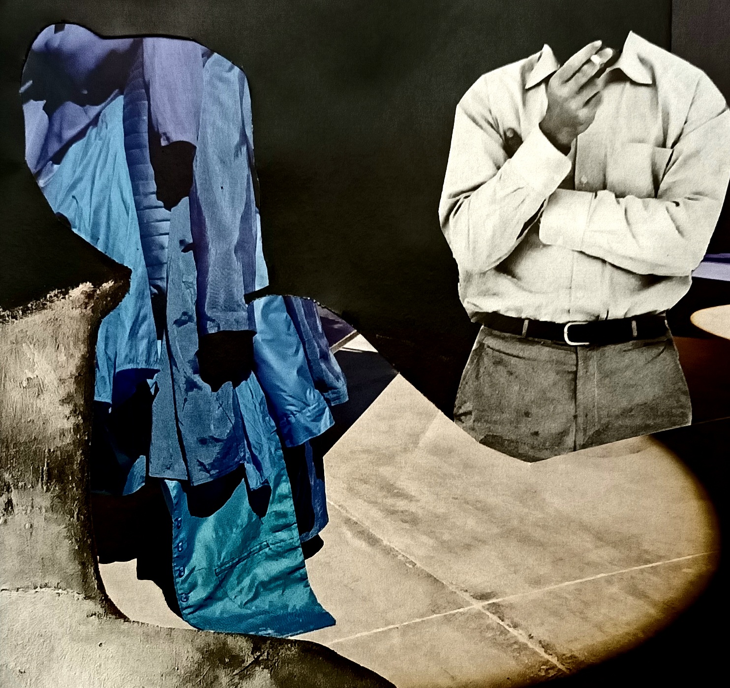 Der Besucher, Papiercollage, 16,3 x 15,5 cm, 2024