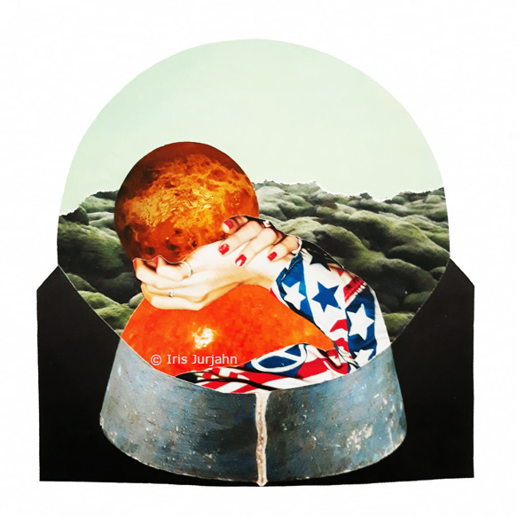 Negglobo, Papiercollage, 27 x 27 cm (inkl. Objektrahmen), 2021