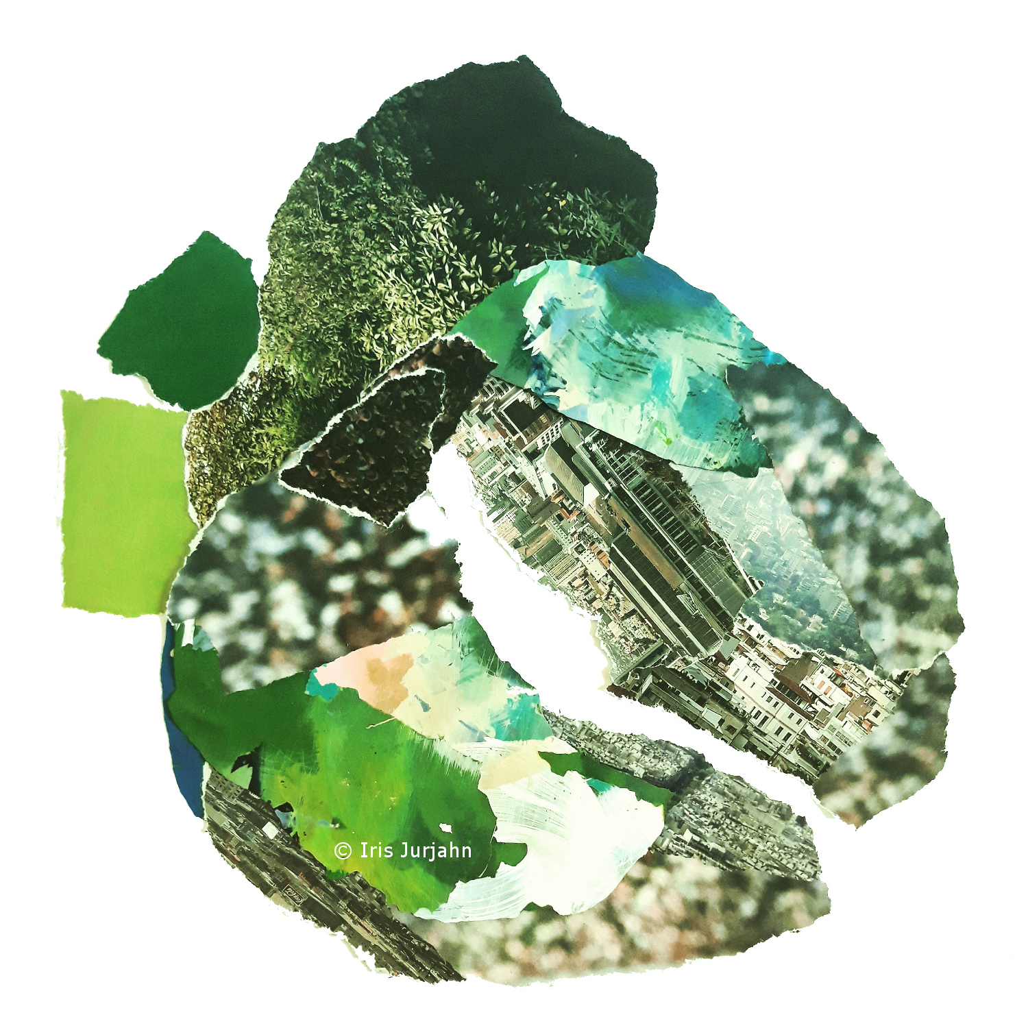 Bean, Papiercollage, 32 x 32 cm  (inkl. Objektrahmen), 2019