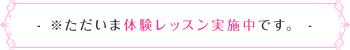 ただいま体験レッスン実施中です。