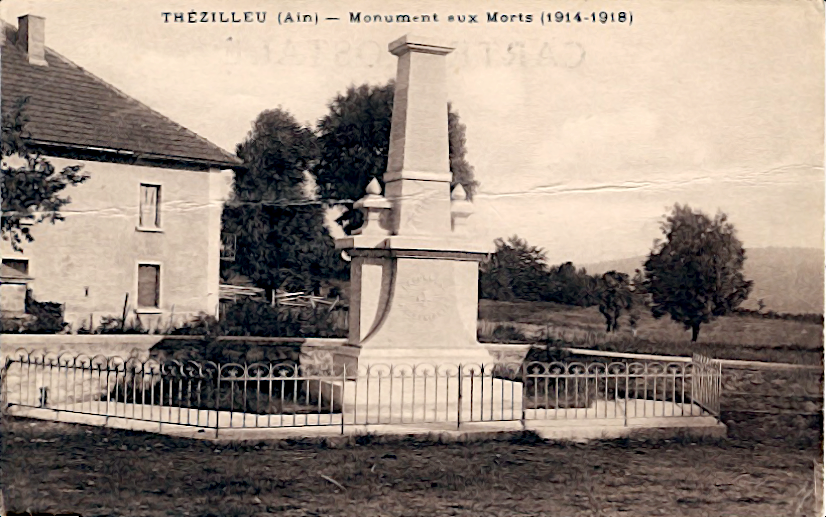 Carte postale du 1er Monument aux Morts de Thézillieu