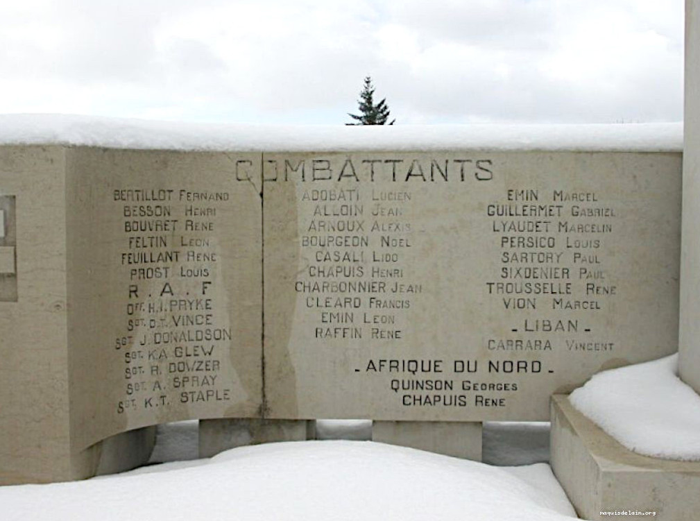 Inscription du Monument aux Morts d'Hauteville-Lompnes