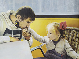 Cumpleaños. Óleo sobre papel preparado. 30x40cm
