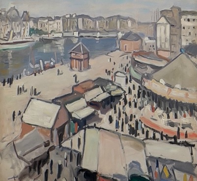 Albert Marquet.Verbena en El Havre 1906. Musée des Beaux Arts Burdeos. Usaba colores pasteles para sus bohemias parisinas...no podía comprar colores caros.Asi jugaba con los efectos de texturas sobre el grano de papel.