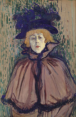 Touluse Lautrec. Jane Avril 1891-1892.Óleo sobre cartón montado sobre tabla 63x42cm. Sterling and Francine Clark Art Institute, Williamstown, Massachusetts.