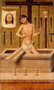 Reverso del Tríptico portátil.Cristo Patiens.Maestro de la leyenda de Santa Catalina.Bruselas.1470-1500