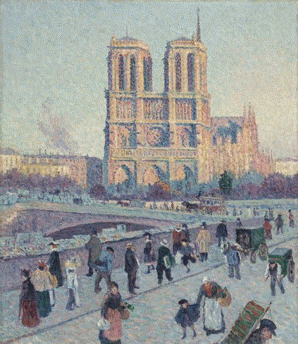 Maximilien Luce.Le Quai de Saint Michel et Notre Dame.1901.73x60cm Esta nueva forma de pintar se oponia a la pincelada libre e irregular de los impresionistas