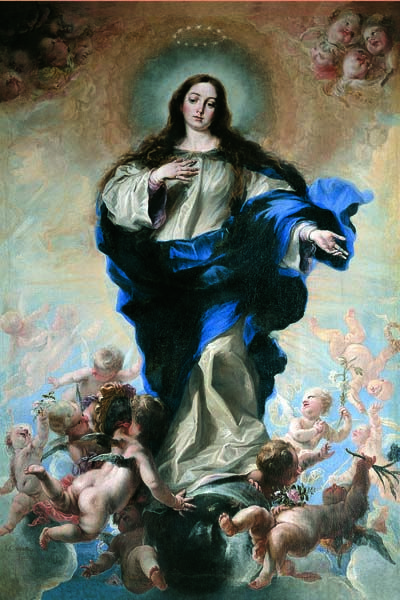 Juan Carreño de Miranda,La Inmaculada Concepción 1670.Pintor de cámara de Carlos II. La Iglesia tras el Concilio promociona y difunde los 4 dogmas marianos,Virginidad Perpetua,Inmaculada Concepción,Asunción y Maternidad Divina.