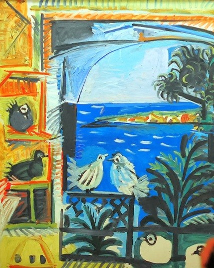 Los pichones, Cannes,12 sept 1957.Óleo sobre lienzo.100x80cm.Museo Picasso, Barcelona,España.Donación Pablo Picasso.