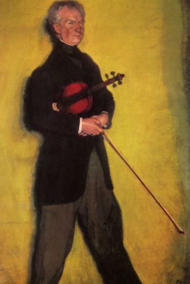 Ignacio Zuloaga. Retrato del violinista Larrapidi 1910. Óleo sobre lienzo.184x111cm. Museo Nacional de Arte Reina Sofía.Madrid. La introspección psicológica del personaje retratado es evidente.