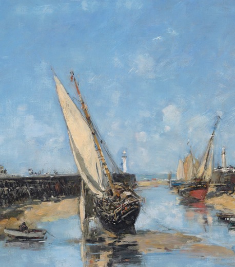 Eugène Boudin.Los muelles de Truville,marea baja 1890.Óleo sobre lienzo 40x55cm.Colección privada.