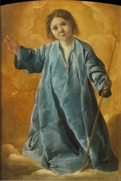 Zurbarán,1630.Niño Jesus bendiciendo,Moscú,Museo Pushkin.Para el sagrario de la iglesia de los trinitarios calzados,era del propio Zurbarán, mientras que los 6 lienzos son de colaboradores.