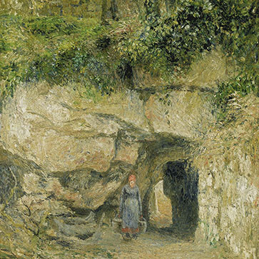 La cantera del Hermitage,Pointoise.1878.Óleo sobre lienzo.55x46cm.Colección Perez Simón.Méjico...Caminos y paisajes insignificantes pero un himno a la vida cotidiana en las aldeas tal como realmente eran...senderos sinuosos..muros de piedra inclinados.