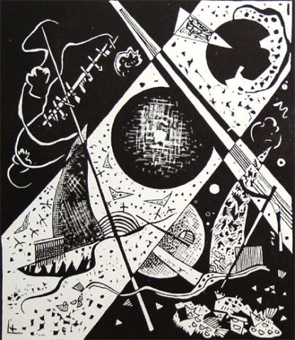 Pequeños mundos VI,1922.Xilografia sobre papel.36x31cm.Legado de Nina Kandinsky 1981.