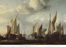 Willem Van de Vellde el joven, Marina 1654. oleo sobre lienzo.44x65cm. Uno de los pintores holandeses más importantes del XVII y consumado especialista, intensidad y resplandor atmosférico, virtuosismo cromático.