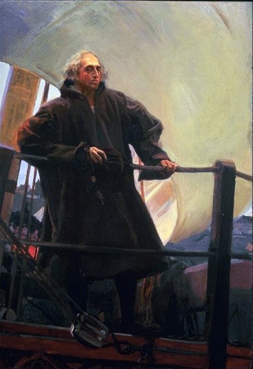 Cristóbal Colón saliendo de Puerto de Palos, 1910.Óleo sobre lienzo. 232x162cm.Donación de Archer Huntington.