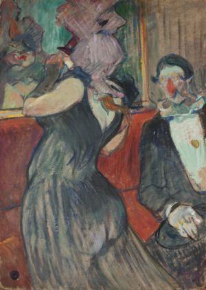 Toulouse Lautrec.Descanso durante el baile de máscaras 1899.Gouache y óleo sobre cartón 56x39cm.Denver Arte Museum.La relación del artista con las prostitutas y el sentimiento de intimidad,lo acrecienta con coloridos poéticos sin renunciar a la caricatura