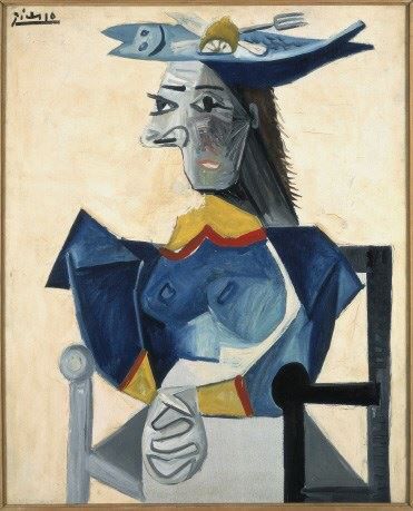 Mujer con sombrero 1942..Óleo sobre lienzo 73x60cm. Lam, Lille, Metropole, Musée dÁrt moderne, d´art contemporaine et d´art brut, Villeneuve d´asq