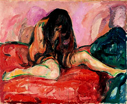 Desnudo femenino llorando,1913-14.La figura humana desnuda fue eje central de su obra personificando sentimientos y emociones de ansiedad y dolor de una belleza sensual y convulsa.