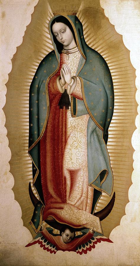 Miguel Cabrera.Virgen de Guadalupe 1763. Óleo sobre lienzo 180x95cm. Madrid, Museo de América, vease el misterioso 8, que nos recuerda su primera aparición en la octava de su concepción.