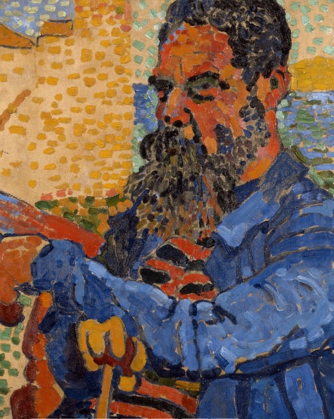 Andrée Derain.Retrato del pintor Étienne Terrus 1905.Columbus Museum of Art, Ohio. Utilizaba pequeñas pinceladas de colores puros o brochazos apresurados de colores arbitrarios...