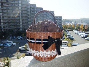 No.８４　内布つきマルシェバッグ　　　価格２８００円　　底直径１８ｃｍ×高さ約２５ｃｍ