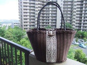 No.７１　New！　　レースマルシェバッグ　　　価格３０００円　　横２３ｃｍ×高さ２２ｃｍ×奥行き１８ｃｍ