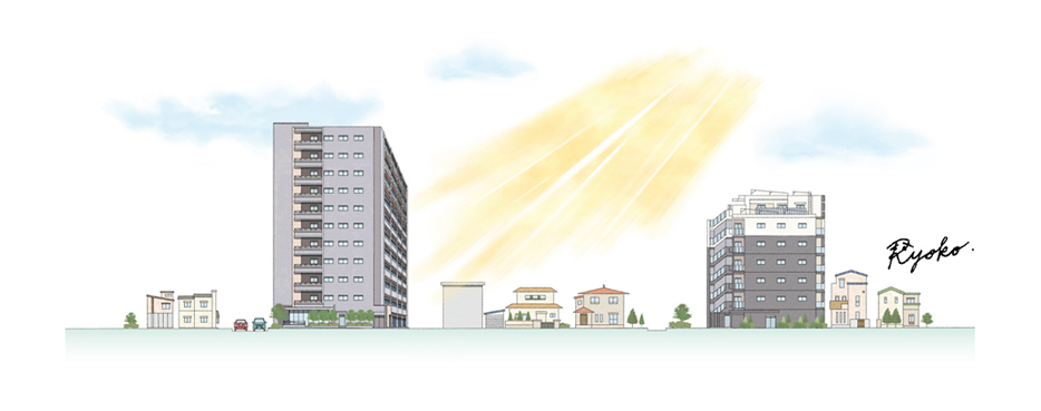 マンションの敷地断面概念図