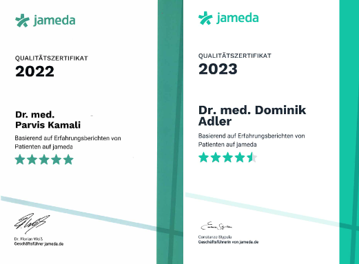 Jameda-Auszeichnungen für unsere Ärzte